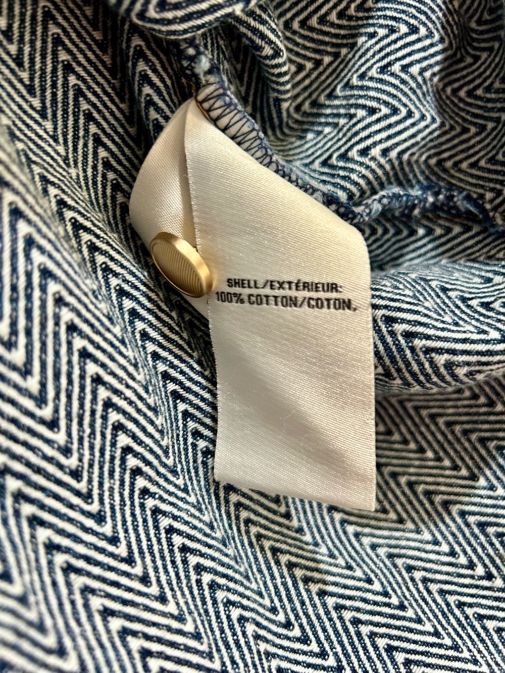Bagatelle Denim Herringbone Shacket Jacket Blue Textured Gold Button Cotton L - Picture 11 of 12